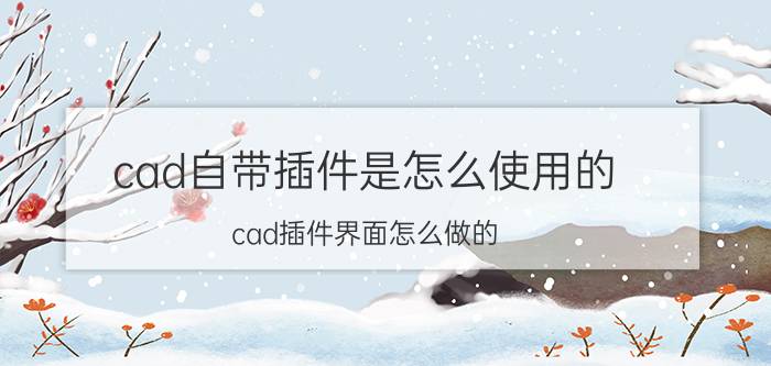 cad自带插件是怎么使用的 cad插件界面怎么做的？